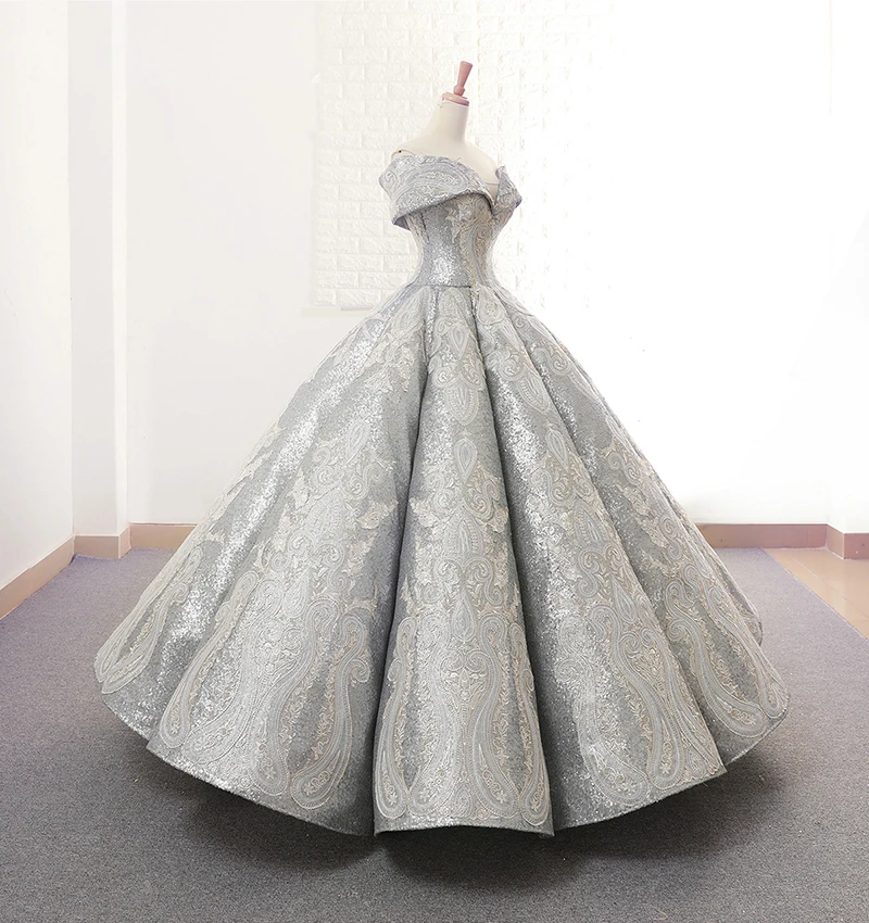 J66673 jancember shiny grey dubai evening dress sweetheart floor length off shoulder ball gown vestidos de noche elegantes 2019