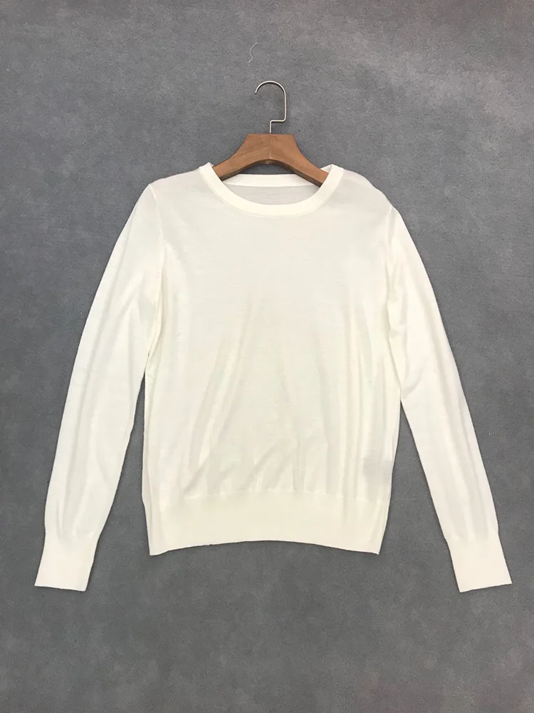 

Women O-neck Sweater Simple Long Sleeve Early Autumn 2020 New Solid Color Knitwear Pullovers