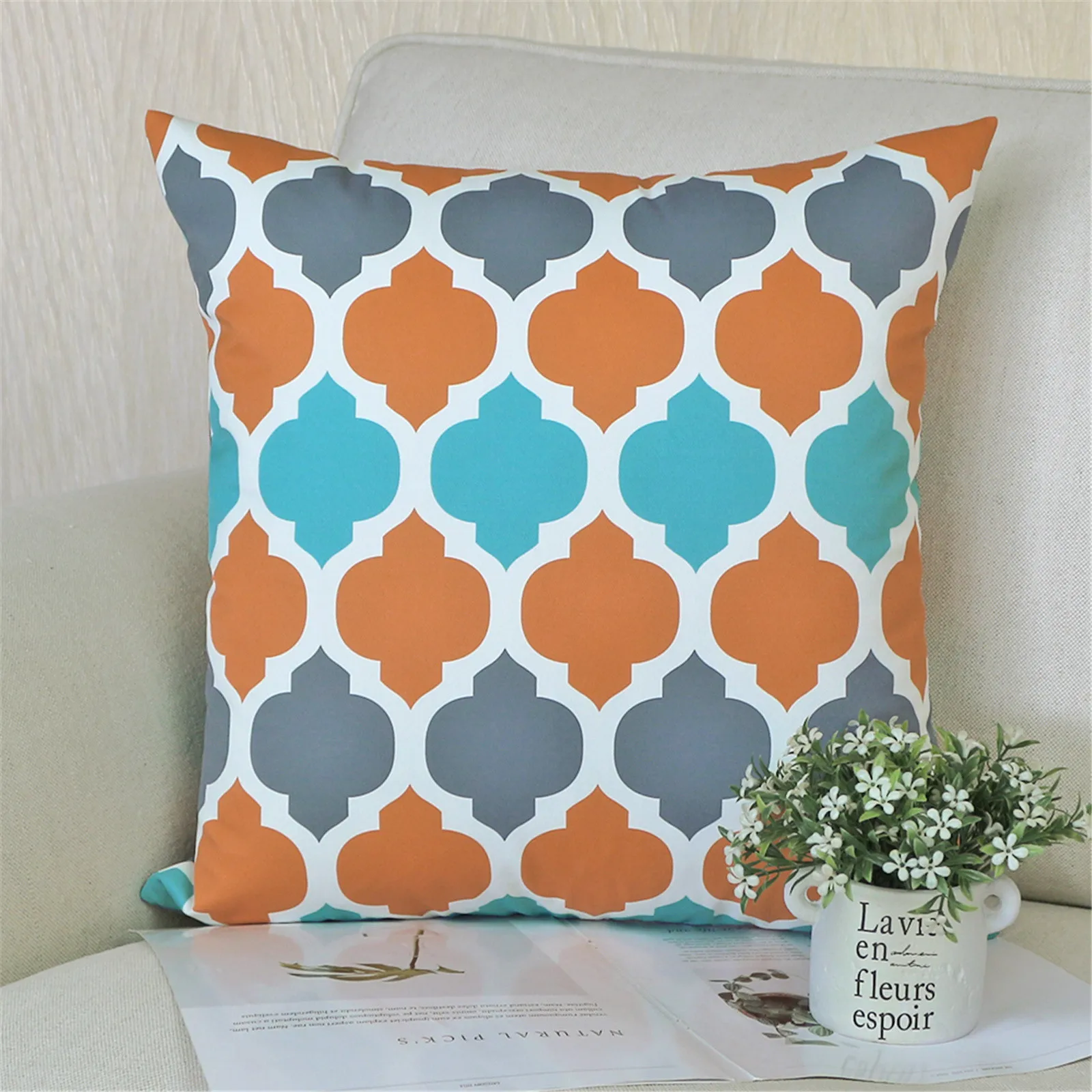 

50x50CM 4-piece set of pure cotton pillowcase Ins style home decoration cushion cover geometric abstract car pillowcase