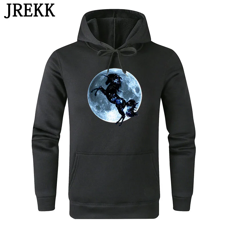 

2020 New Unicorn Moon Fullmoon Fantasy Magic Horse Fantastic Beast Hoodies Men Sweatshirt Streetwear Hoody Pullover C133
