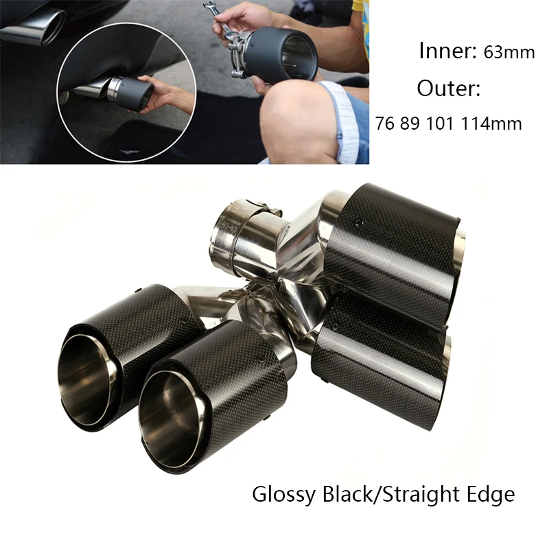Универсальные наконечники выхлопной трубы 63 мм глушитель с двойным выходом для