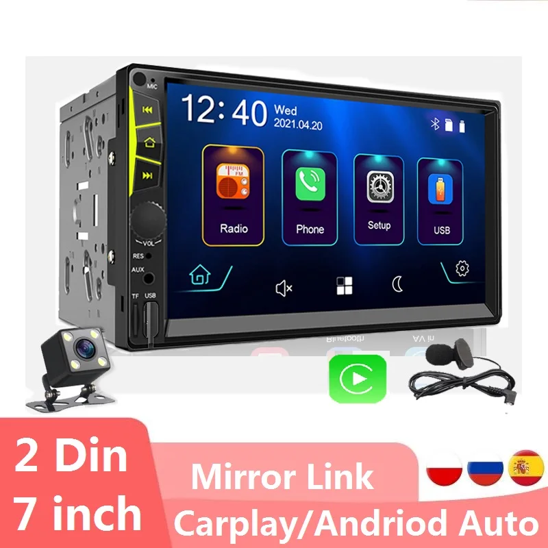 Автомагнитола Apple Carplay MP5 плеер 2Din 7 дюймов универсальная 2 Din TF USB Mirror link Bluetooth