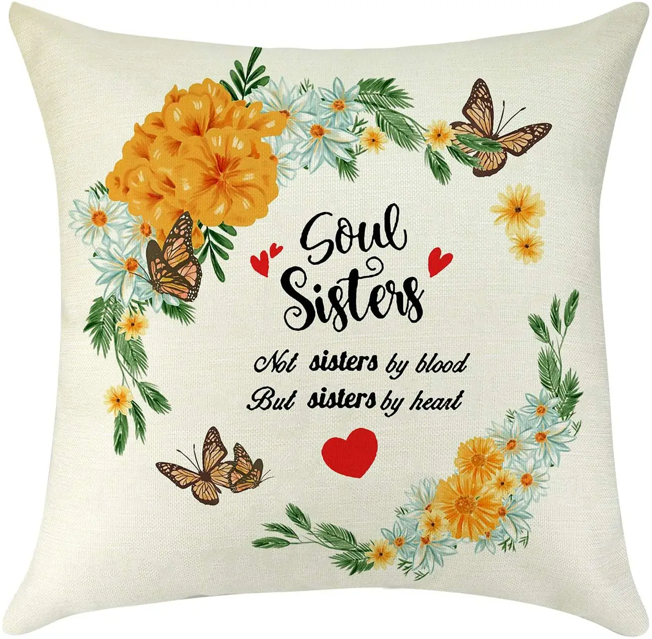 

Pillow Cover Great Gift to Sister Best Friend Soul Sister Gift Christmas Birthday Gifts for Sisters BBF Pillow case