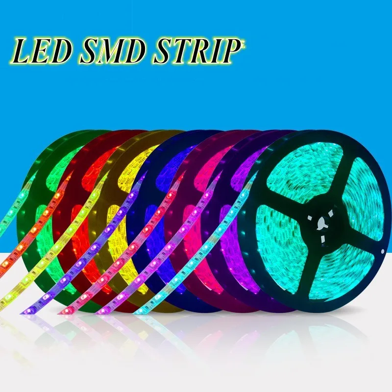 Светодиодная лента 12V 5M RGB SMD 3528 кабель питания лампа Рождественский стол Декор ТВ