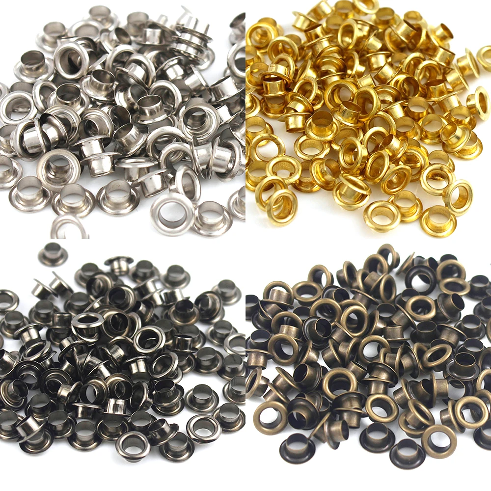 

100pcs 5mm 6mm Brass Eyelets with Washer Leather Craft Repair Grommet Round Eye Rings for Shoes Bag Clothing Leather Belt Hat