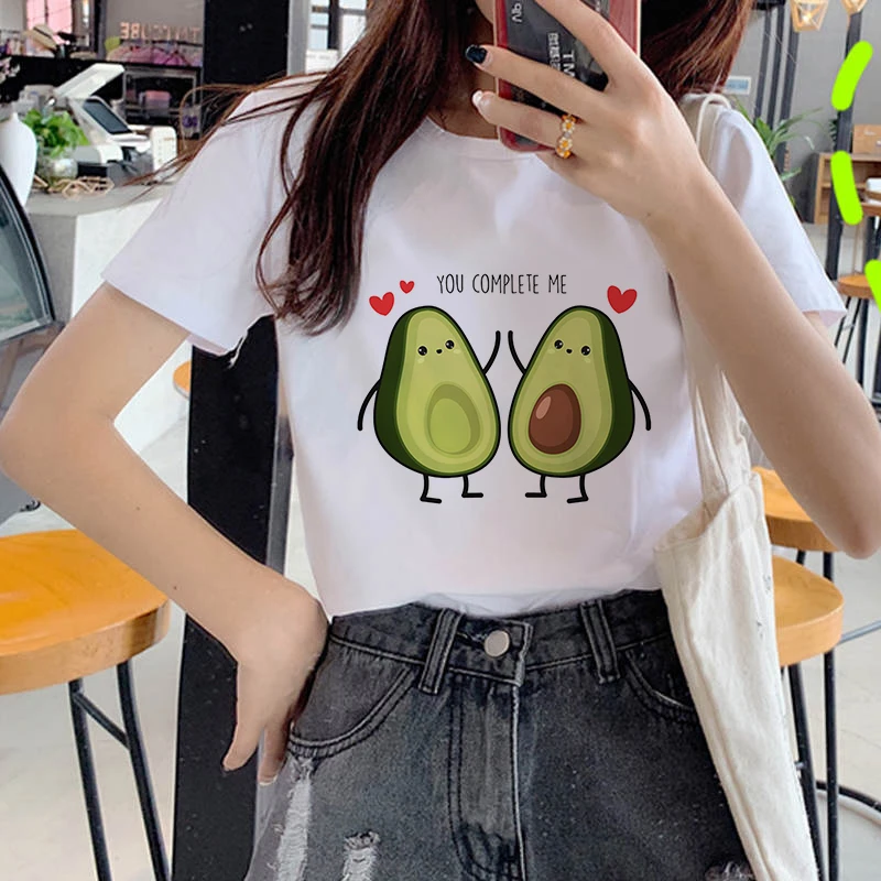 

Fashion Women's T-shirt Avocado Print T-shirt Short Sleeve Girl Cartoon T-shirt Top Summer Clothing Harajuku Graphic T-shirt