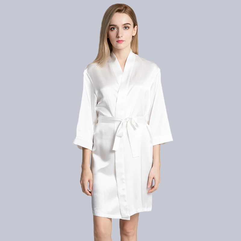 100% Nature Silk Women Robe Satin Silk Nightgown High Quality Robe Bride Negligee Bathrobe Handmade Ladies HomeWear