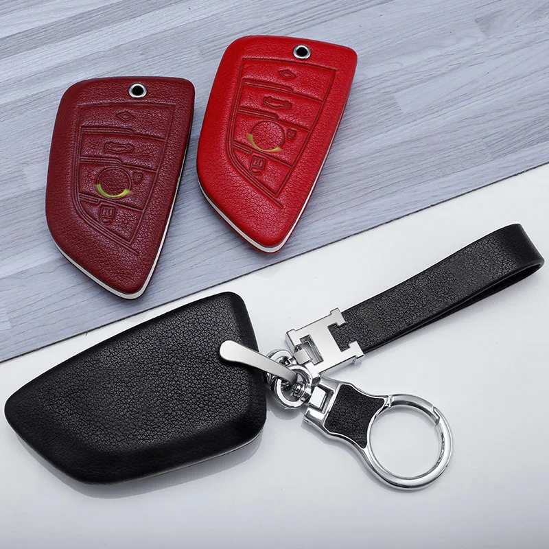 Кожаный чехол для автомобильных ключей оболочка Fob сумка BMW 5 series1 2 3 7 F30 F20 X1 X3 X5 X6 X7