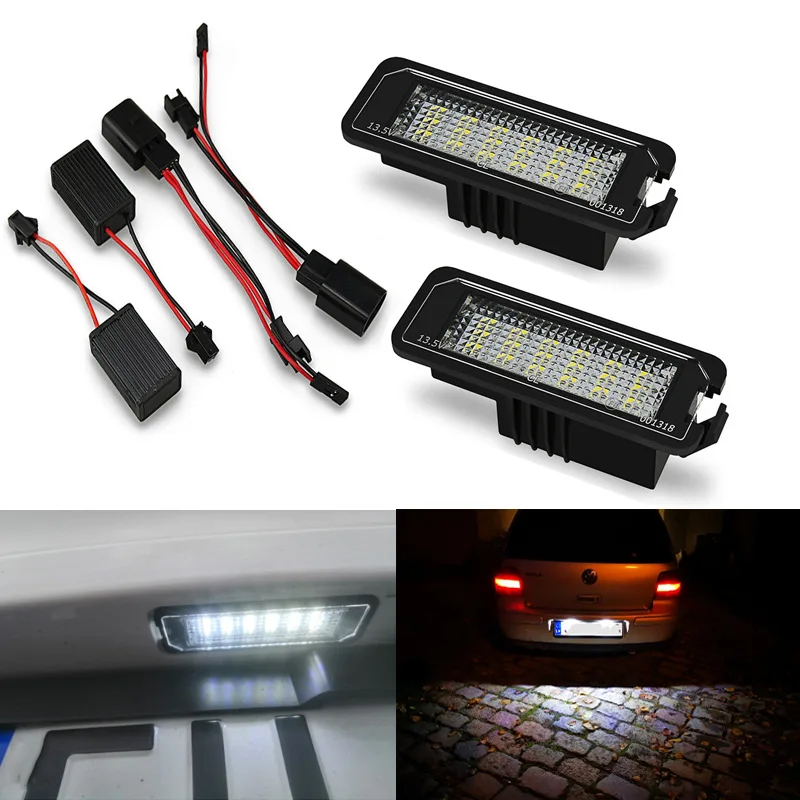 2x18SMD Error free LED License Number Plate Light lamps For VW Golf MK4 MK5 MK6 Passat Polo CC Eos SciroccoLicense Number Plate