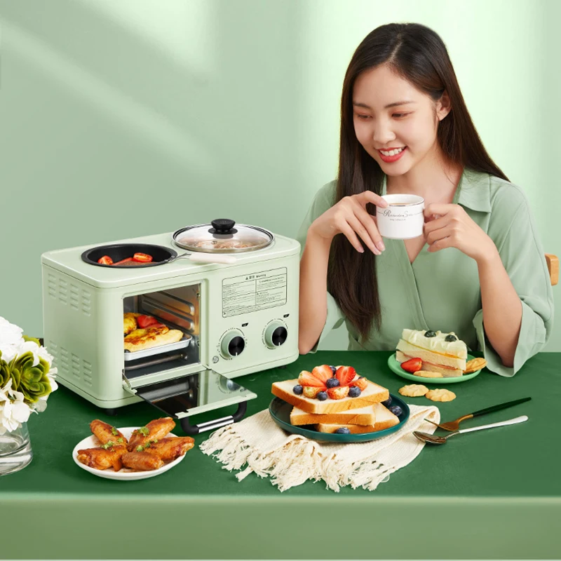 Бытовой завтрака 3 в 1 делая машину Кухня тостер сковорода мини печь хлеб пиццы