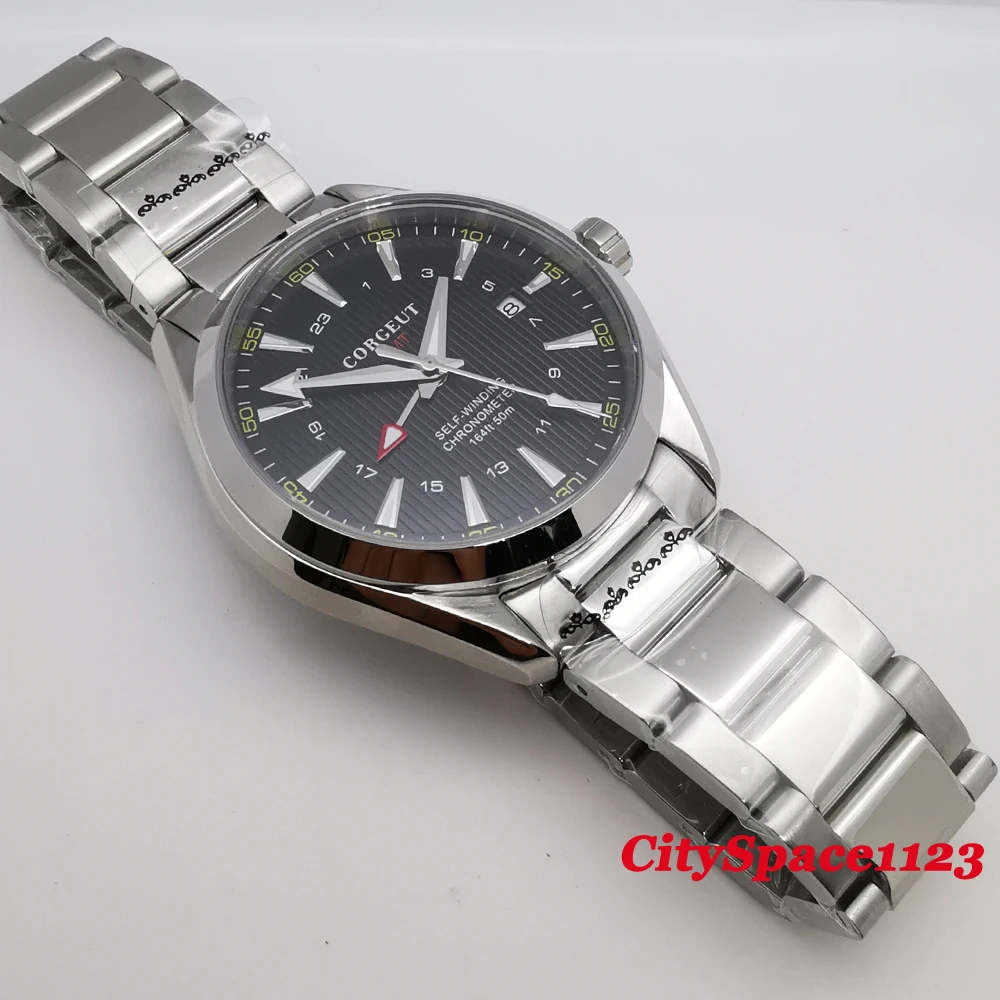 41 мм черный циферблат из нержавеющей стали GMT автоматический ход Мужские t