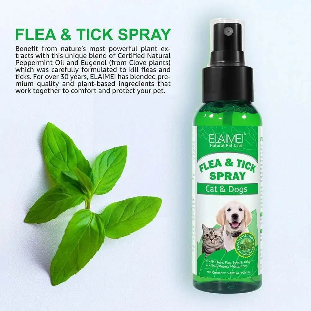 

100ml Pet Flea Spray Universal Dog Tick Flea Killer Effective Lice Remover Safe Stain Repellent Insect Pet Odor E5c4
