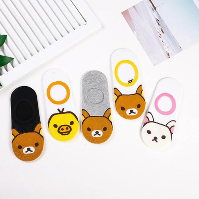 Носки с мультипликационным принтом Rilakkuma Kiiroitori, милые забавные носки, новинка, персонализированные женские хлопковые носки, calcetines mujer divertido