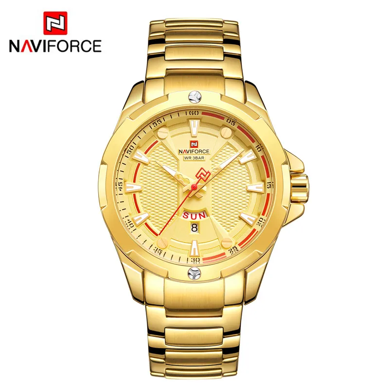 NA916103 without box NAVIFORCE мужские наручные часы водонепроницаемые деловые мужские часы серебряные из нержавеющей стали спортивные военные Дата Неделя кварцевые мужские часы 9161 - Цвет: NA916103 without box