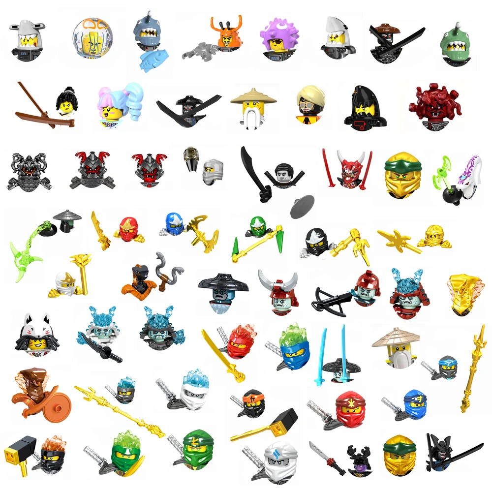 Строительные блоки куклы-ниндзя фигурки игрушки скелет золотые солдаты змеи