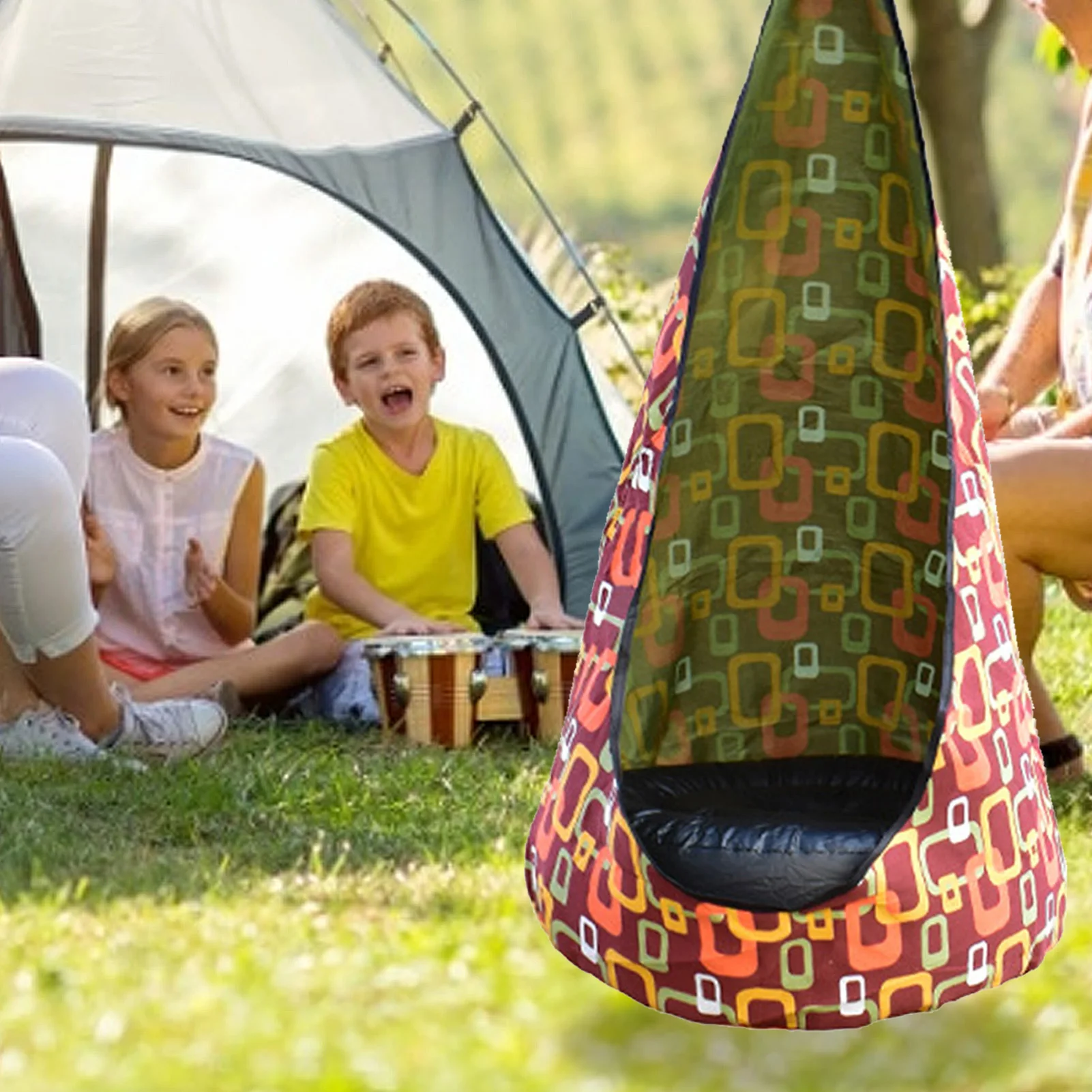 

Child Pod Swing Seat Kids Hanging Hammock Chair with Side Pocket