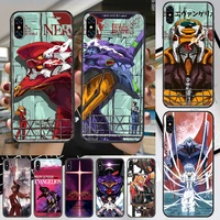 anime evangelions phone case cover hull for iphone 5 5s se 2 6 6s 7 8 12 mini plus x xs xr 11 pro max black 3d etui soft coque