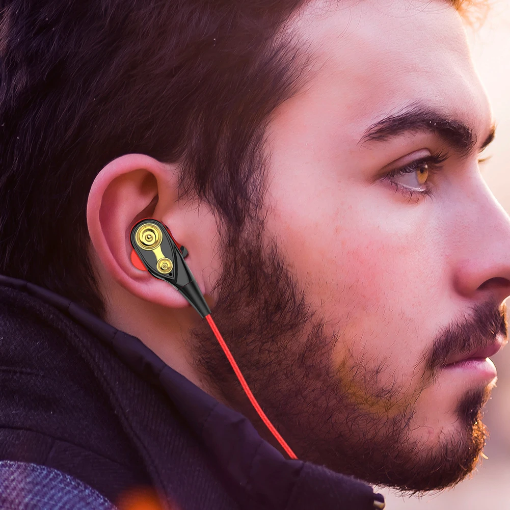 Проводные наушники высокого баса с двойным приводом стерео вкладыши микрофоном