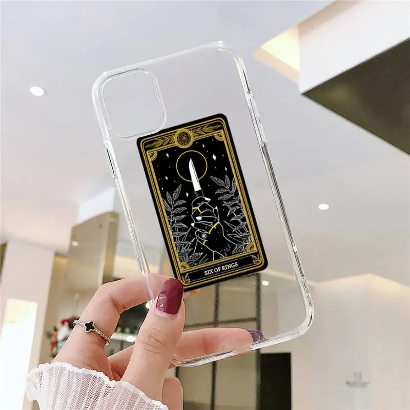 

Tarot Card Skull Mysterious Pattern Phone Case Transparent soft For iphone 5 5s 5c se 6 6s 7 8 11 12 plus mini x xs xr pro max