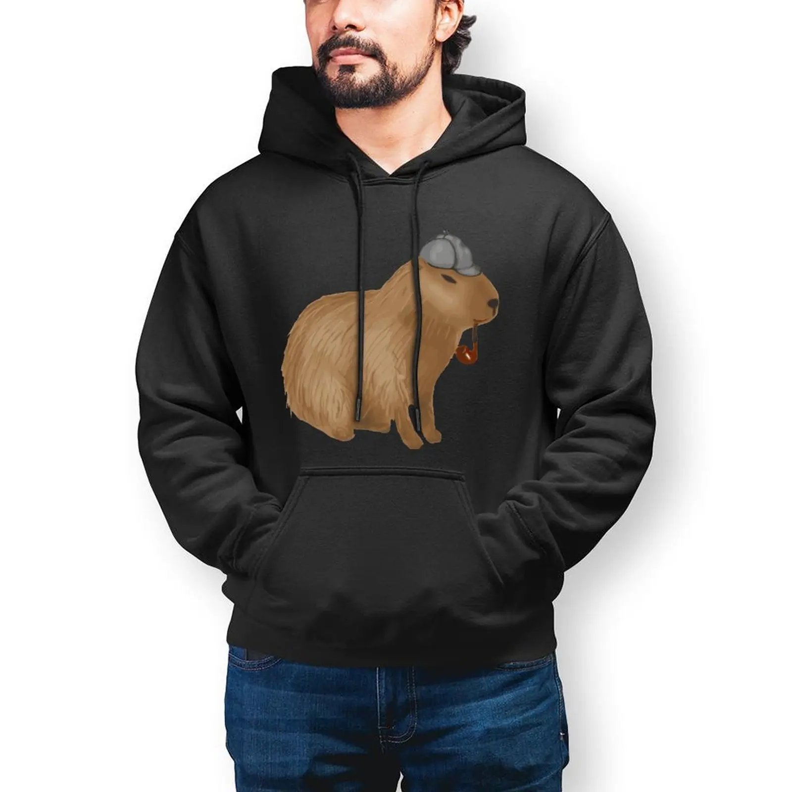 Capybara мужская толстовка с капюшоном Sherlock Свободные Теплые Толстовки Стильный