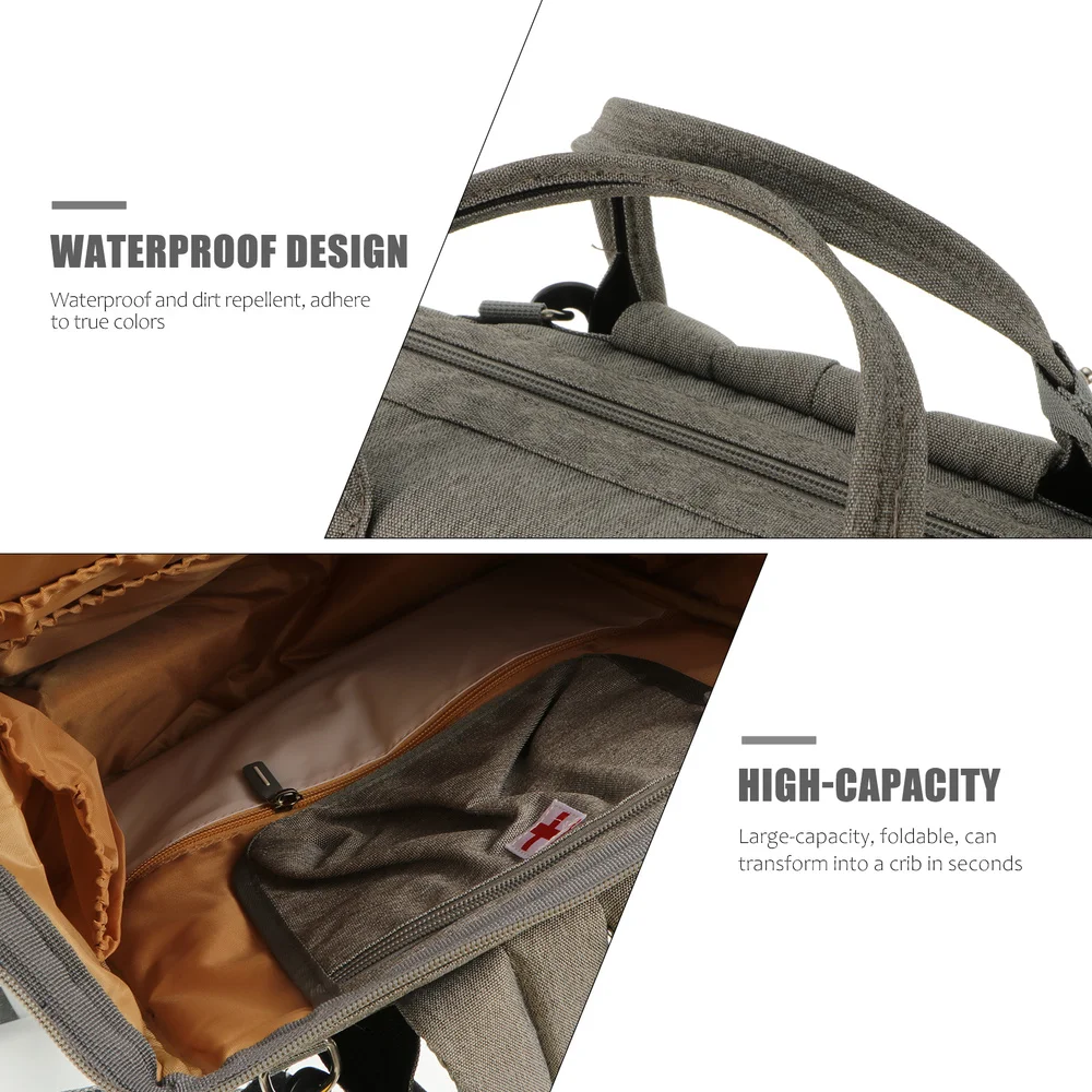 

Baby Diaper Backpack Portable Nappy Travel Stuff Bag with Foldable Crib Mom Gift