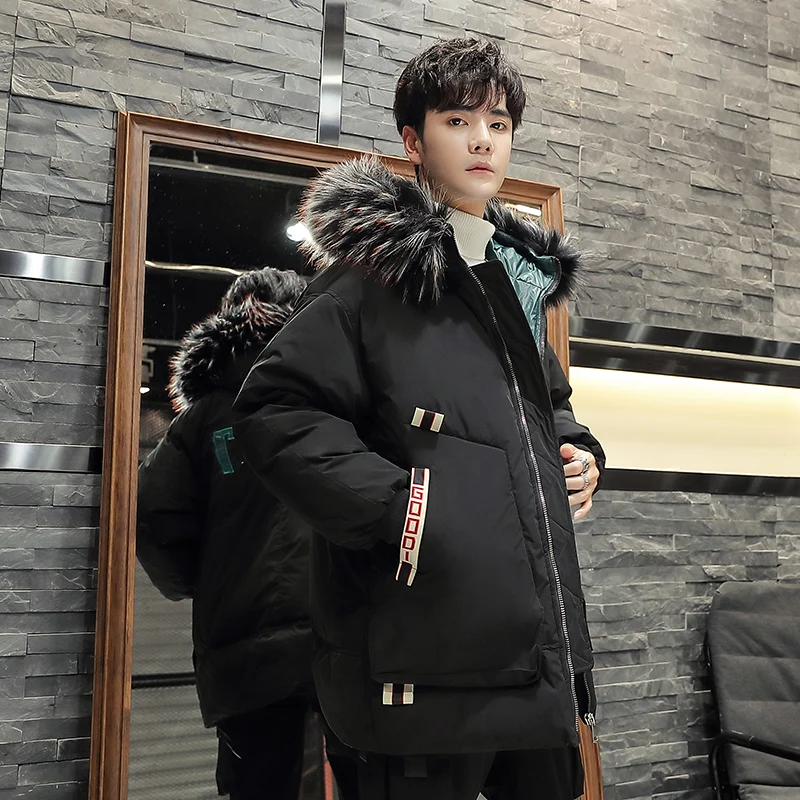 Brand Winter Warm Jacket Male Thick Fur Collar Thermal Parkas Hooded Coat Long Windproof Outerwear High Quality New Men Clothing