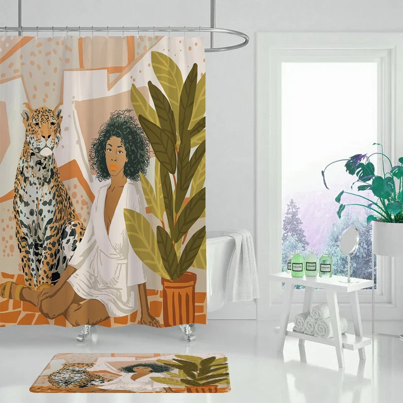 Женская простая душевая занавеска С животным принтом водонепроницаемая для душа