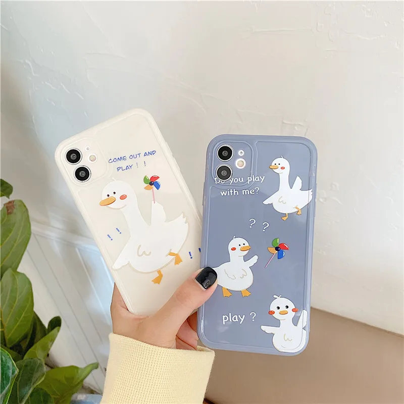

LUPWAY Cute Cartoon Animal Duck Phone Case For iPhone 12 Mini 11 Pro Max XS Max XR SE 2020 7 8 Plus X Soft Silicone Back Cover