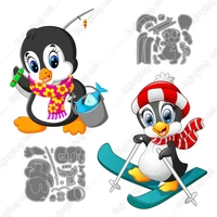 new metal cutting dies sporting penguins skiing stencils for scrapbooking handcrafts diy christmas card birthday card cut mould