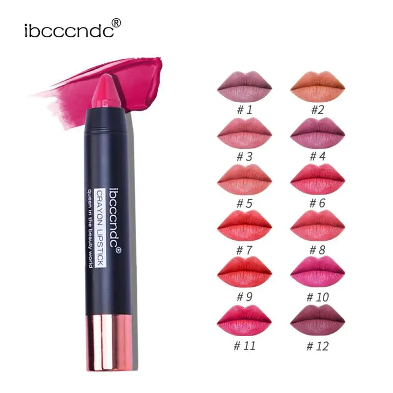 Матовая помада карандаш для губ 12 цветов пигментный не сухой водостойкий