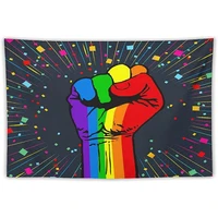 lgbt rainbow fist fireworks gay lesbian tapestry wall hanging banner with seamless nails decor for bedroom dormitory home