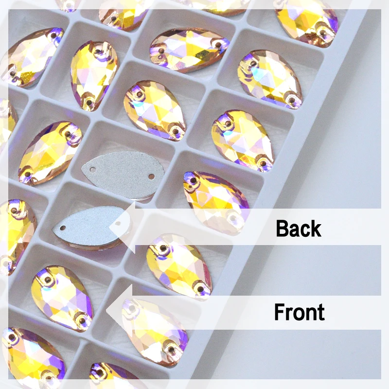 QL Кристалл 2020 Популярные Красочные AB слезные капли пришить на камни и шитья