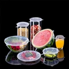 Силиконовая крышка для сохранения свежести, круглая, набор из 6 предметов, растягивающаяся Крышка для чайной чашки и чаши, пленка для сохранения свежести