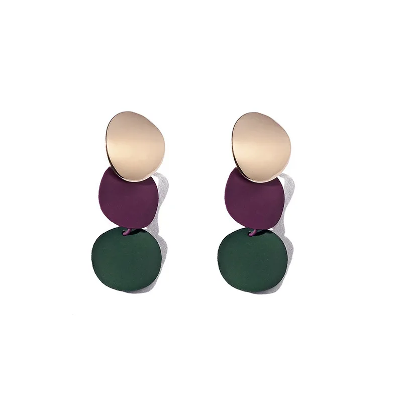 

Korean retro fashion personality metal frosted Mosaic color female ear nails