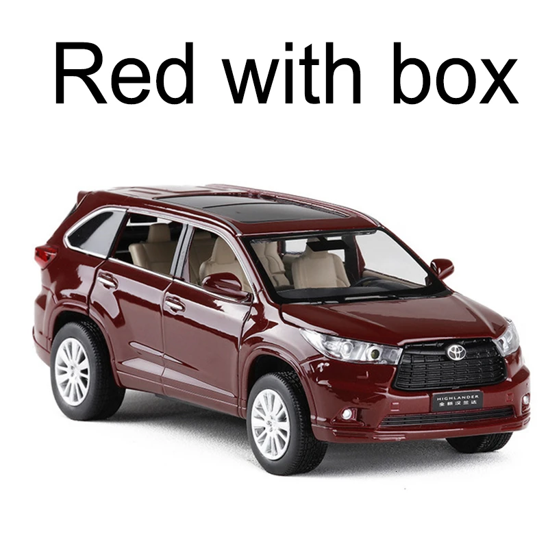 1:32 TOYOTA Highlander литья под давлением сплав модель автомобиля игрушка высокая имитация металла SUV модель 6 дверей может быть открыт подарок для детей Рождество - Цвет: Red with box