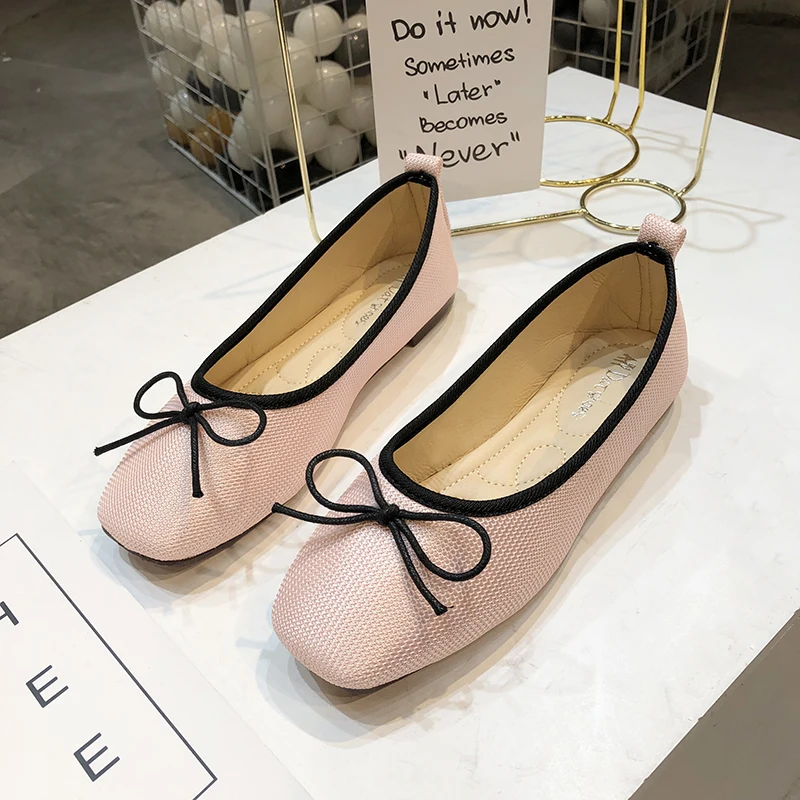 Женские туфли на плоской подошве с бантом бабочкой Сезон весна осень Яркие цвета