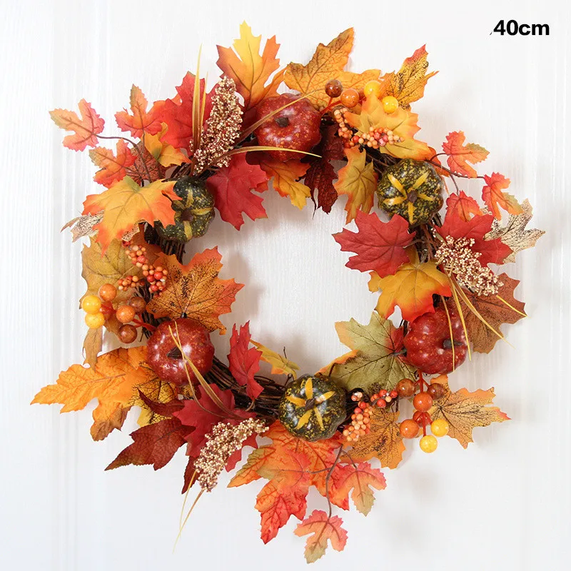

thanks giving day wreath door wall hanging pumpkin rattan ornaments christmas wreaths garlands catcher hoop wall decor gifts