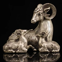 7chinese folk collection old bronze gilt silver goat statue mother and child sheep sanyang kaitai office ornaments town house