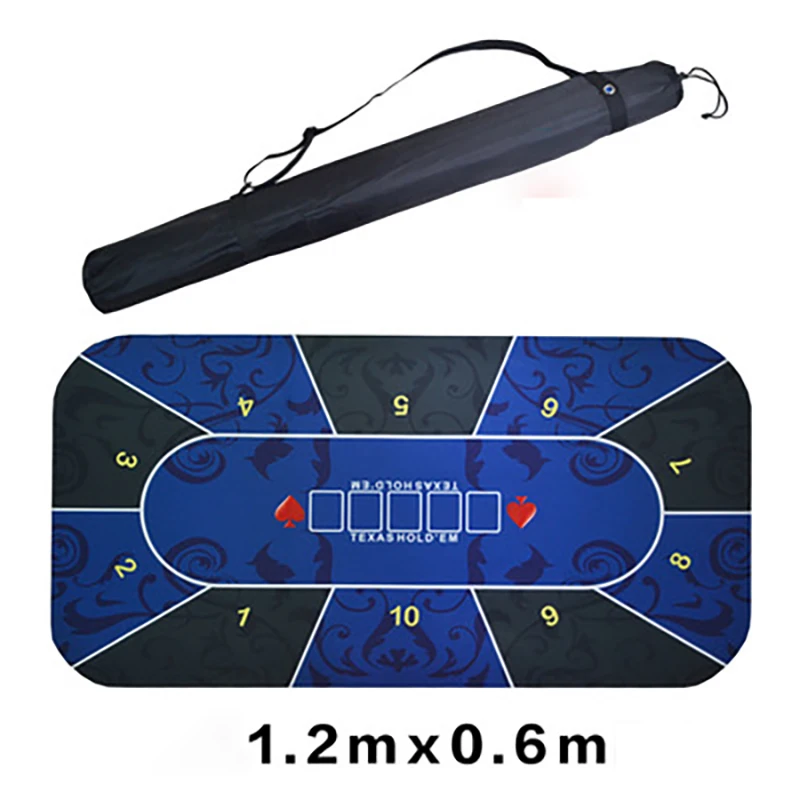 

1.2m Rectangular Texas Poker Board Game Rubber Pad Tablecloth Tablecloth Table Mat with Shoulder Bag