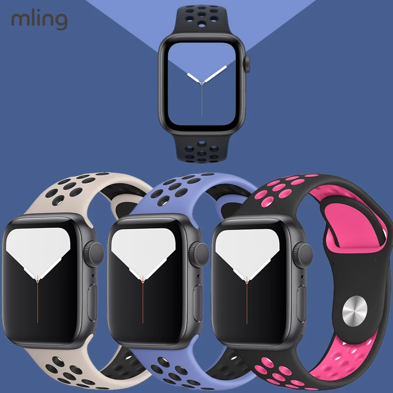 Мягкий спортивный силиконовый ремешок для Apple Watch серии 1, 2, 3, 42 мм, 38 мм, резиновый ремешок для iWatch 4/5, 40 мм, 44 мм