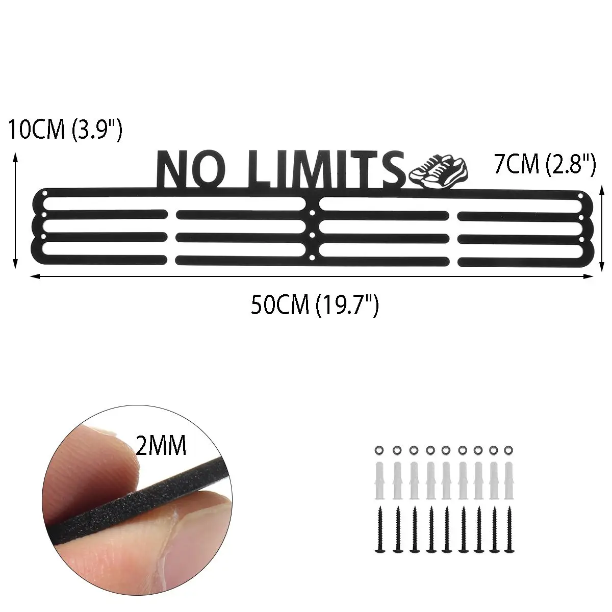 Вешалка для медали держатель из черного железа на 60 медалей спорта бега марафона