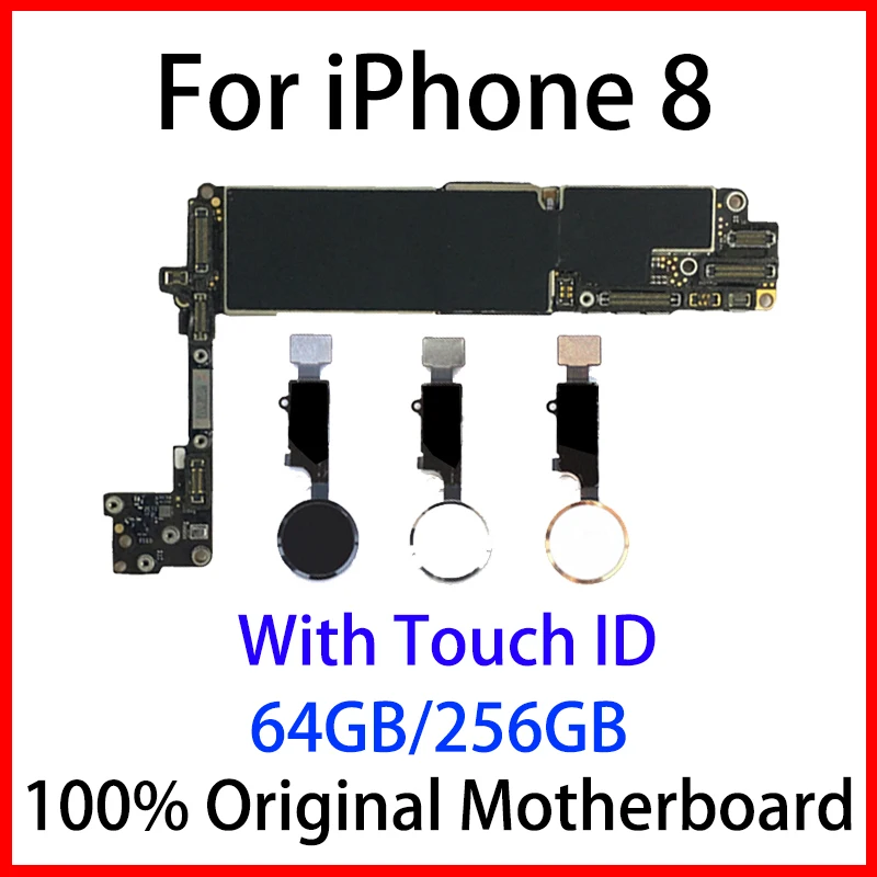 

100%original for IPhone8 motherboard logic board with/without Touch ID 64GB 256GB unlocked mainboard for iphone 8 IOS System