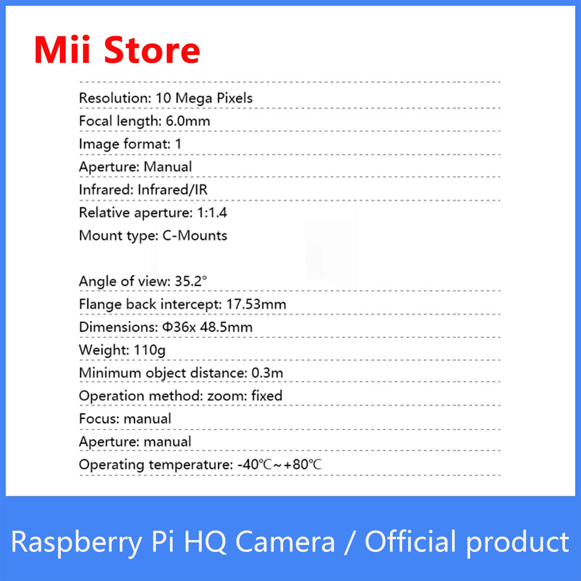 Официальный товар для камеры Raspberry Pi HQ фотокамера 10 МП объектив 6 мм Sony IMX477 с
