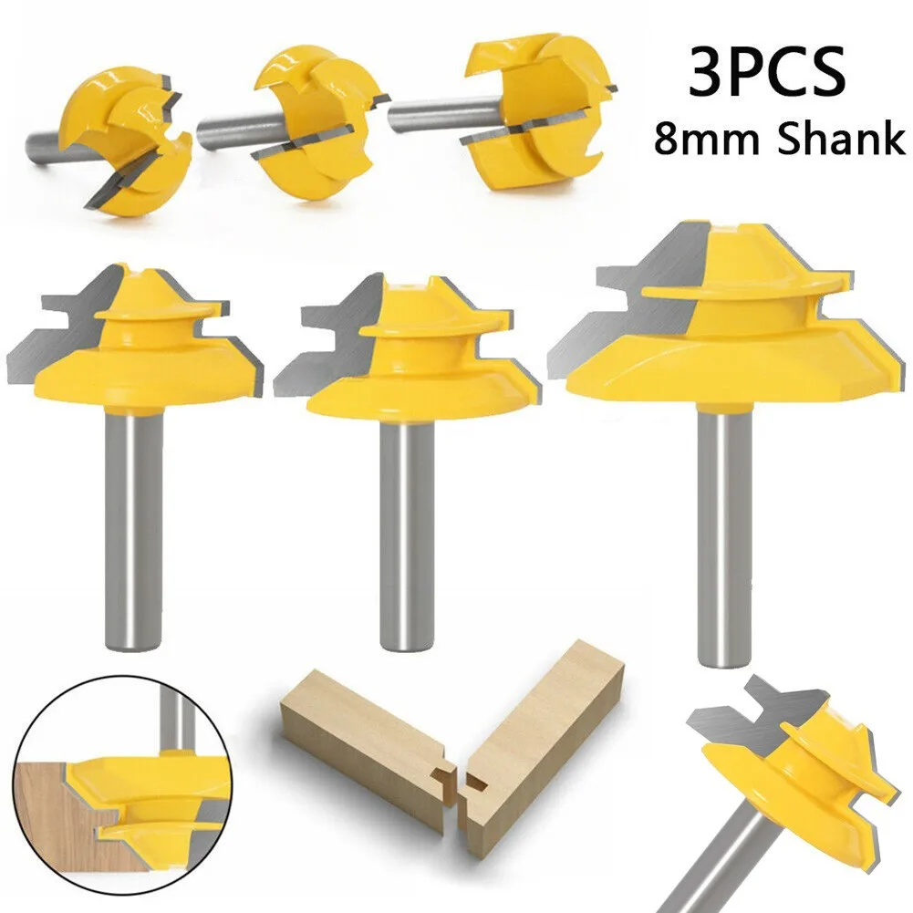 

3PCS 8mm Router Bit Tenon Drilling Milling Cutter Carbide Alloy Cutter Tool For Wood Woodworking Tools