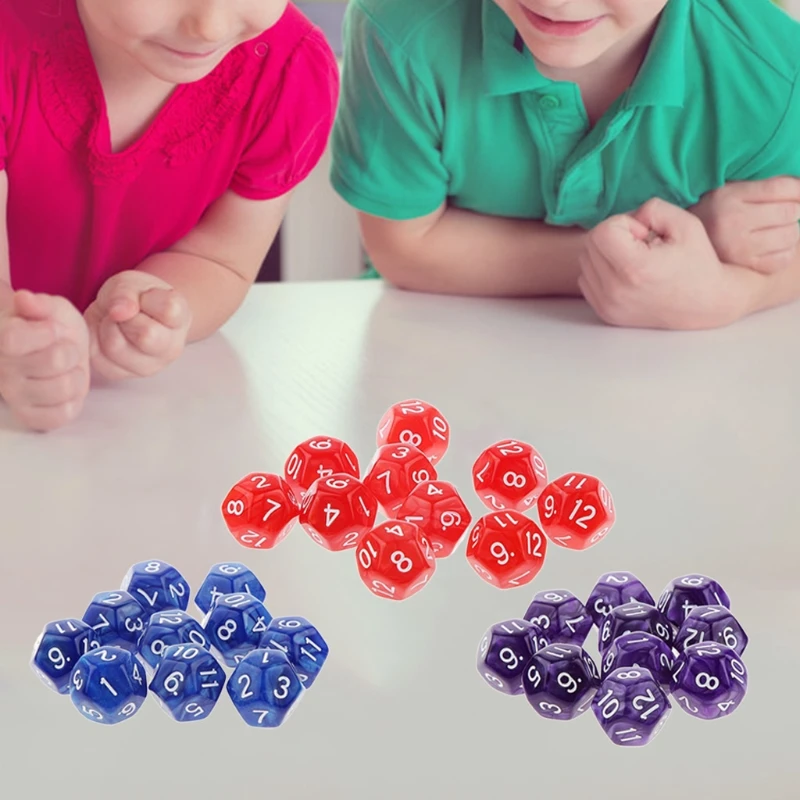 

10pcs 12 Sided Dice D12 Polyhedral Dice Family Party D&D RPG Board Game Accessories Pub Club Game Acrylic Dice