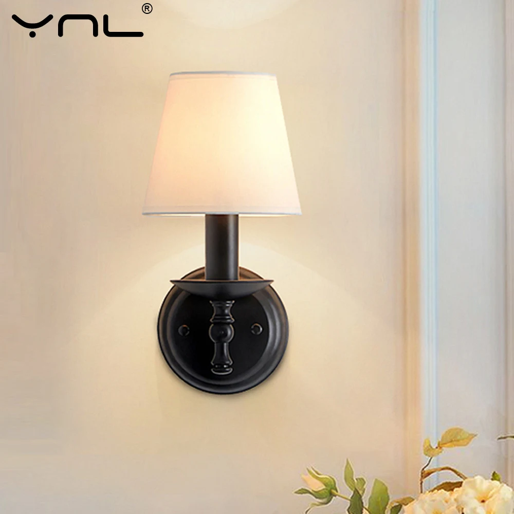 

Современная настенная лампа E14, прикроватное бра из ткани, настенные светильники для коридора, спальни, гостиной, домашний декор, комнатное ...