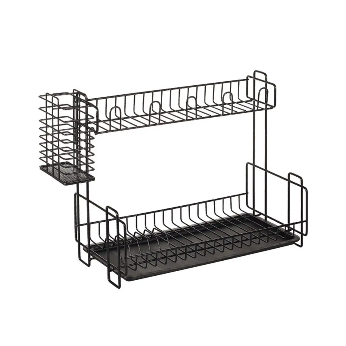 

2 Tier Kitchen Rack Dish Drainer Sink Rack Drip Tray Plates Cutlery Cups Holder Stand Kitchen Storage Rack Kitchen Shelves