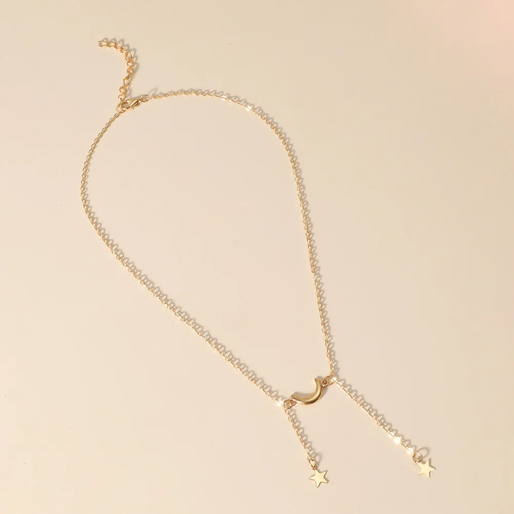 12 шт./лот золотистого цвета луна ожерелье чокер с кисточками звено цепи подвеской