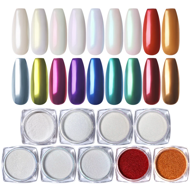 Зеркальный блестящий порошок для ногтей Auroras металлический цвет искусство