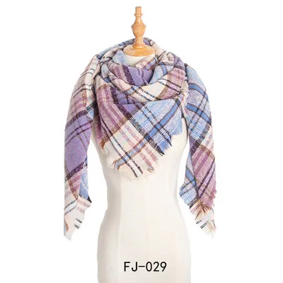 Большой 135 см X 135 см квадратная шаль шарф женский искусственный кашемир зимний женский Пончо Накидки Двусторонняя цветная сетка одеяло обертывание палантин - Цвет: FJ-029